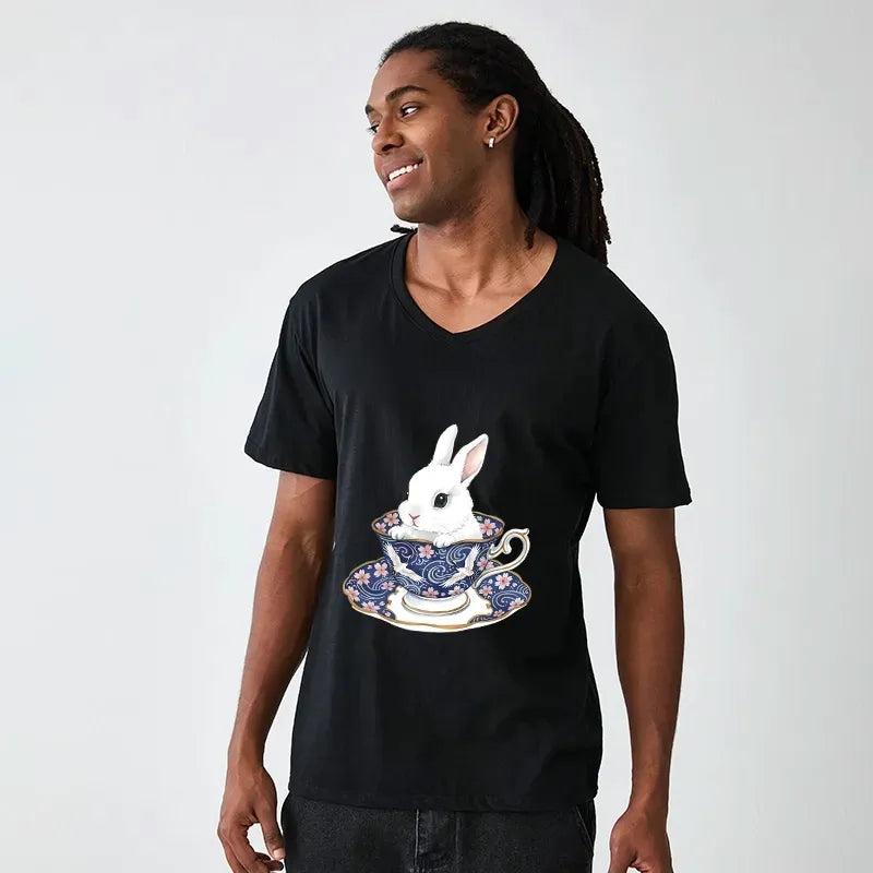 Japanese Rabbit Tea Set V-Neck T-Shirt