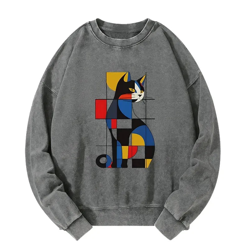 Mondrian Cat Sweatshirt Free Shipping