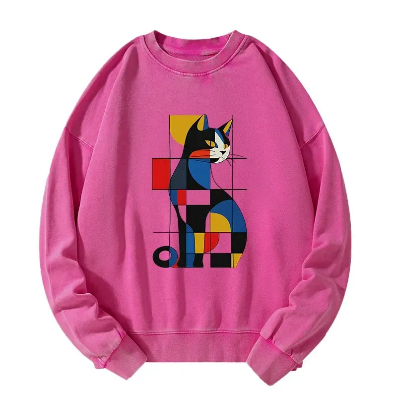 Mondrian Cat Sweatshirt Free Shipping