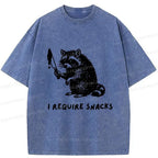 Kyoto-Lion Raccoons Need Snacks Funny Japan Washed T-Shirt