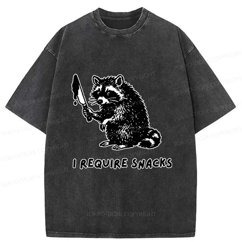 Kyoto-Lion Raccoons Need Snacks Funny Japan Washed T-Shirt