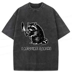 Kyoto-Lion Raccoons Need Snacks Funny Japan Washed T-Shirt