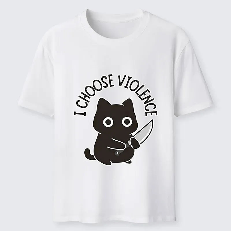 Japanese Black Cat T-Shirt for Streetwear