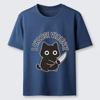 Japanese Black Cat T-Shirt for Streetwear