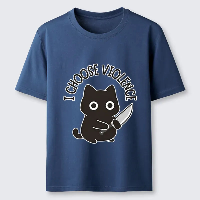 Japanese Black Cat T-Shirt for Streetwear