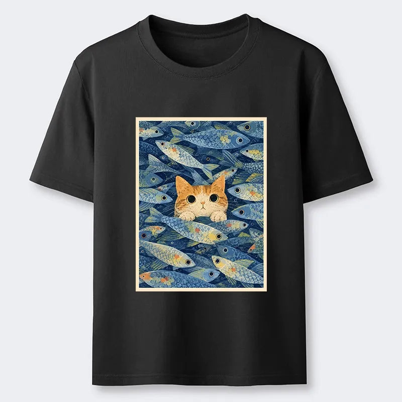 Kyoto-Lion Kitty Among Fish Classic T-Shirt