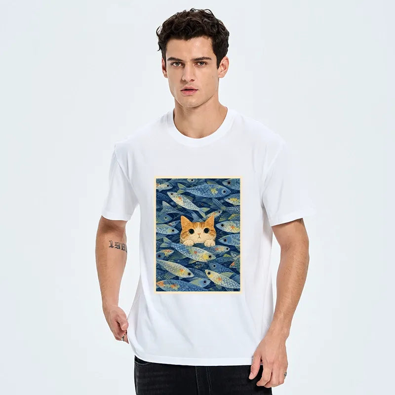 Kyoto-Lion Kitty Among Fish Classic T-Shirt