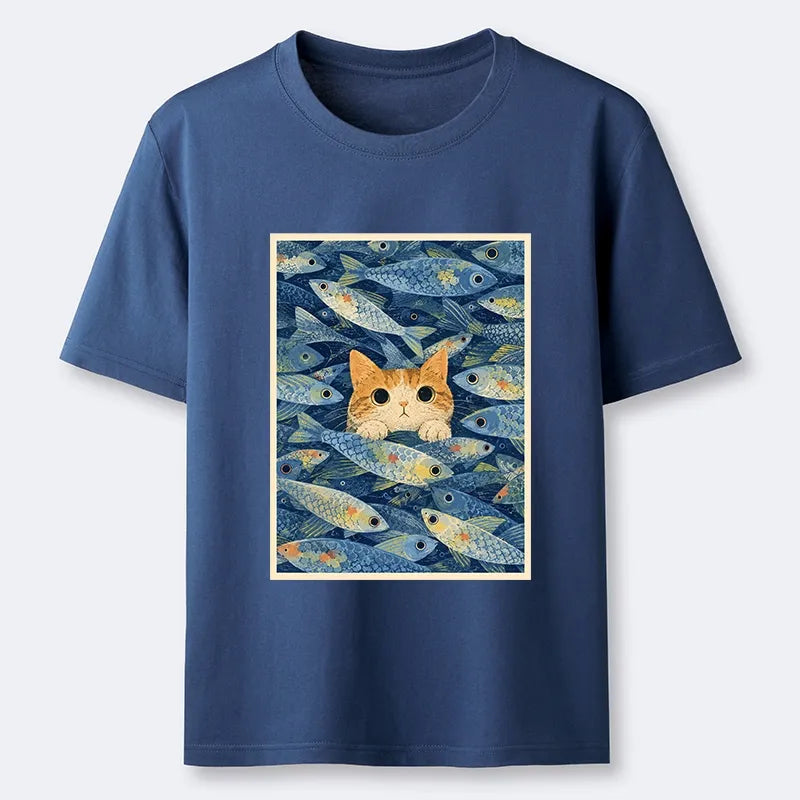 Kyoto-Lion Kitty Among Fish Classic T-Shirt
