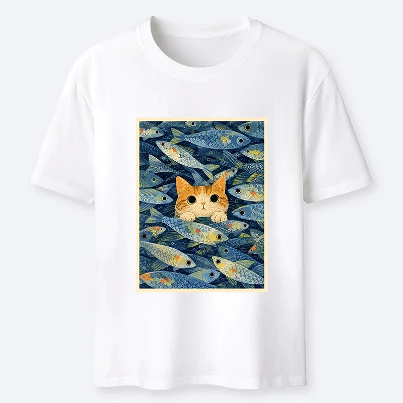 Kyoto-Lion Kitty Among Fish Classic T-Shirt