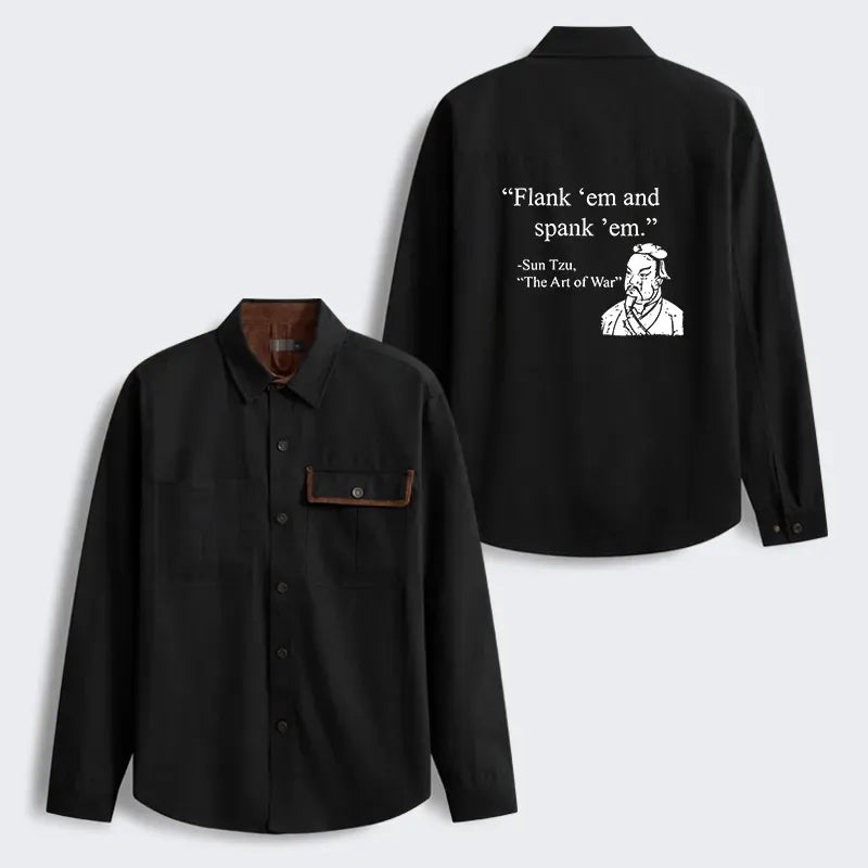Kyoto-Lion The Art Of War Funny Men's Corduroy Work Jacket