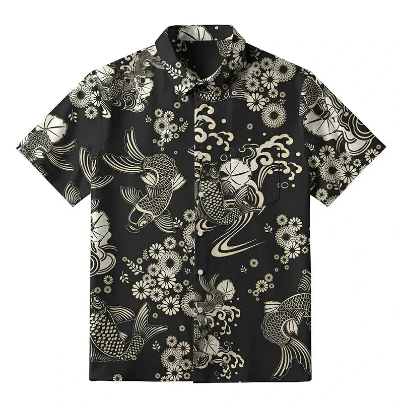 Elegant Japanese Print Shirt for Gift for Her