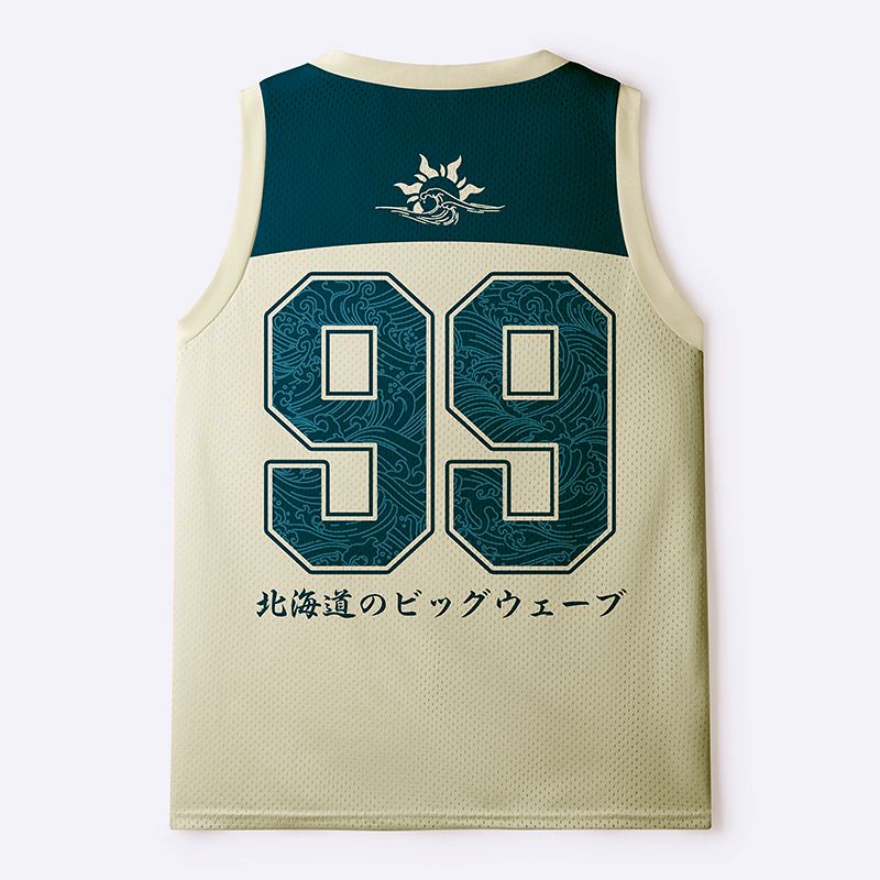 Kyoto-Lion Hokkaido Wave Surfer Vibes Mesh Tank Top