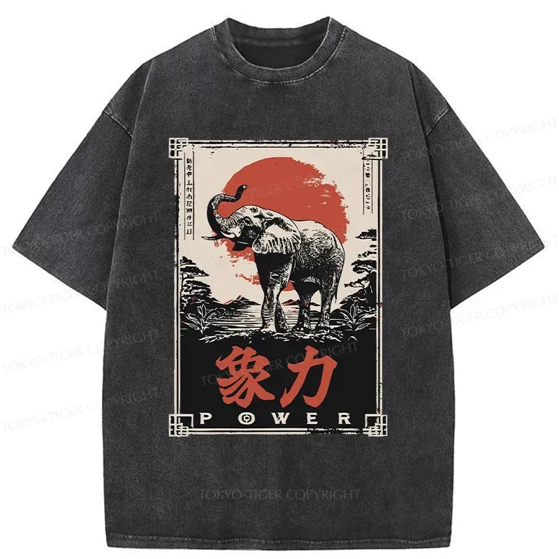 Kyoto-Lion Japanese Elephant Washed T-Shirt