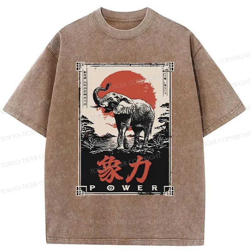 Kyoto-Lion Japanese Elephant Washed T-Shirt