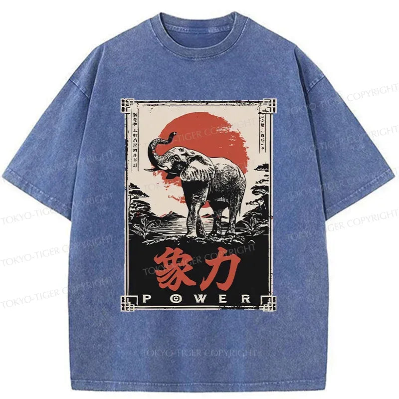Kyoto-Lion Japanese Elephant Washed T-Shirt