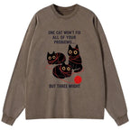Washed unisex t-shirt with three cats design
