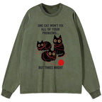 Japanese vintage cat long sleeve tee for daily wear