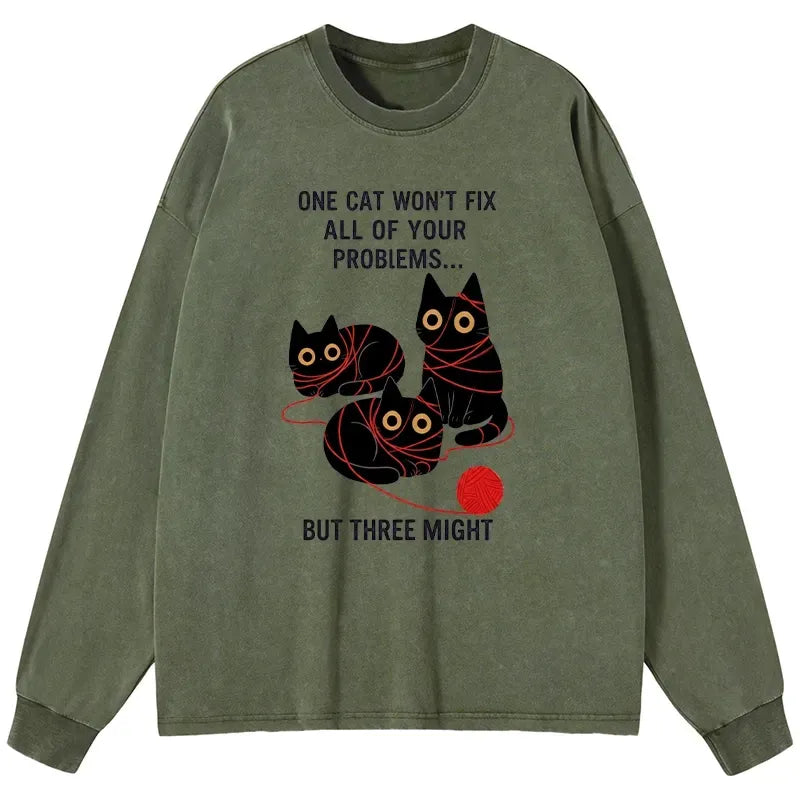 Japanese vintage cat long sleeve tee for daily wear