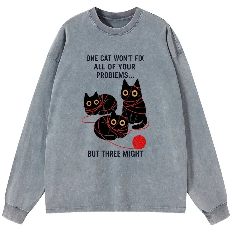 Japanese vintage cat long sleeve tee for daily wear