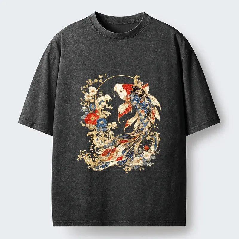 Japanese Koi Fish Floral T-Shirt