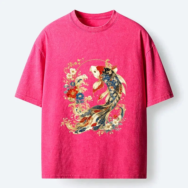 Japanese Koi Fish Floral T-Shirt