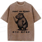 Kyoto-Lion Fight Or Flight Moo Deng Washed T-Shirt
