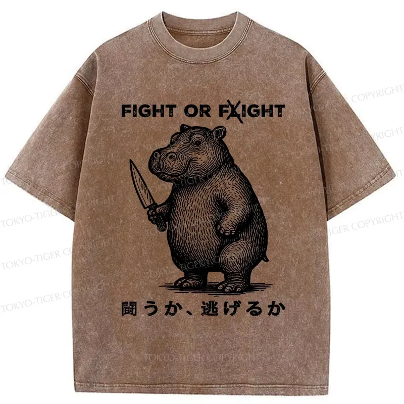 Kyoto-Lion Fight Or Flight Moo Deng Washed T-Shirt