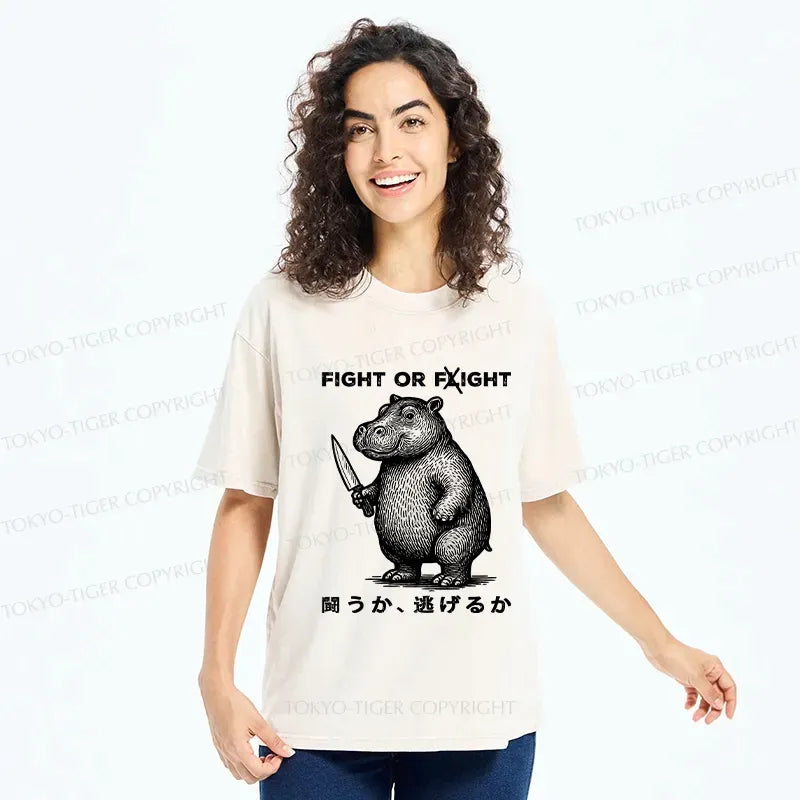 Kyoto-Lion Washed T-Shirt for Summer