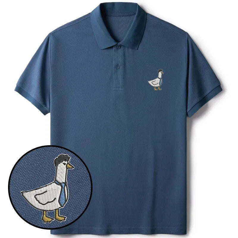 Kyoto-Lion Goose With Tie Embroidered Polo T-Shirt