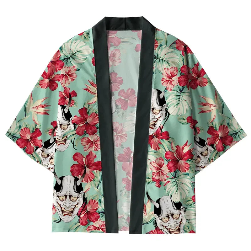 Japanese Lion Demon Mask Kimono Cardigan
