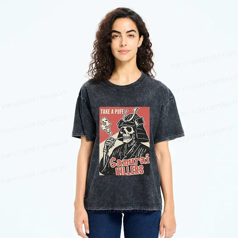 Kyoto-Lion Smoking Samurai Washed T-Shirt