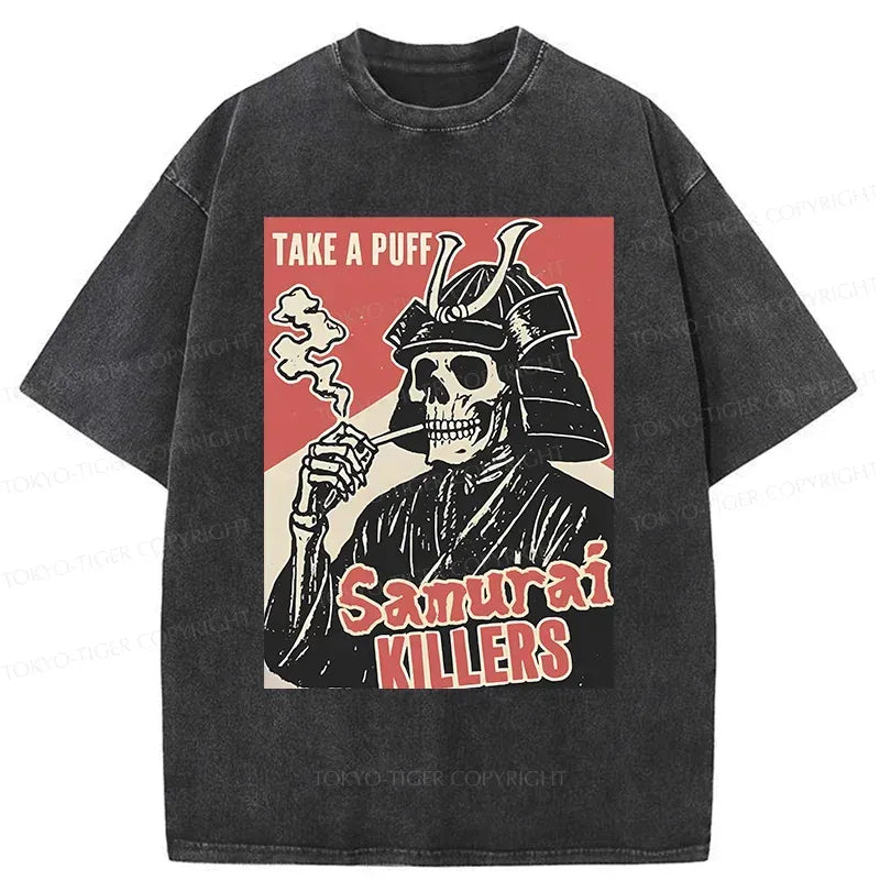 Kyoto-Lion Smoking Samurai Washed T-Shirt