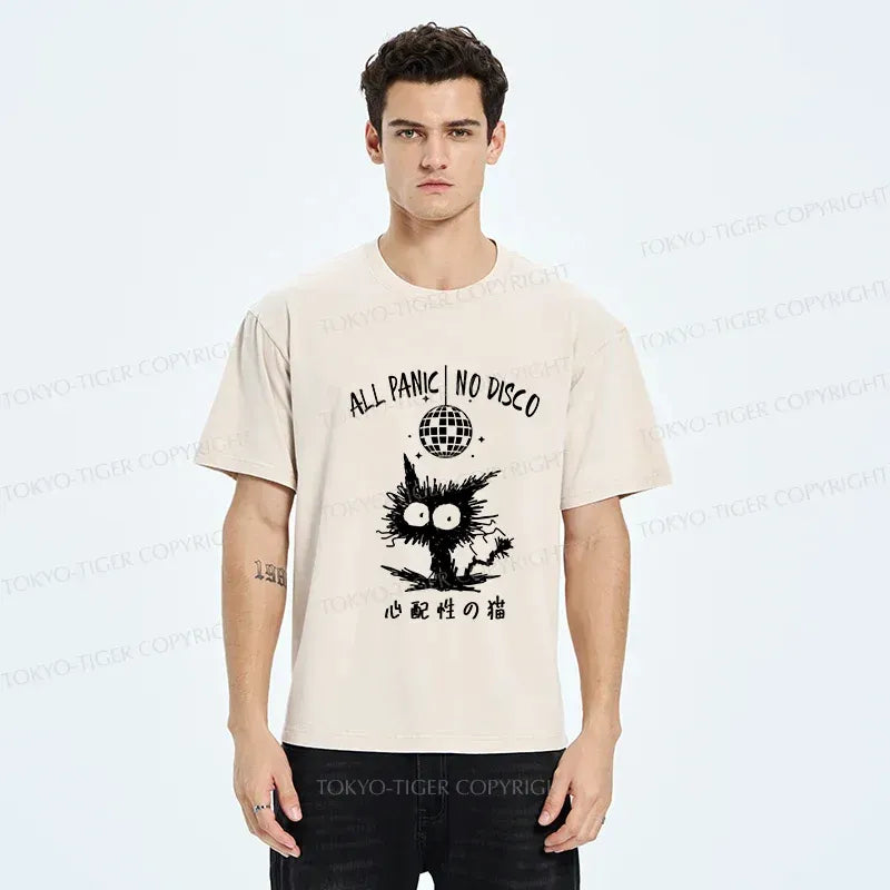 Japanese Anxious Cat Washed T-Shirt