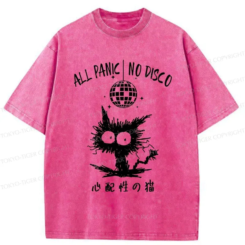 Japanese Anxious Cat Washed T-Shirt