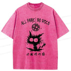 Japanese Anxious Cat Washed T-Shirt