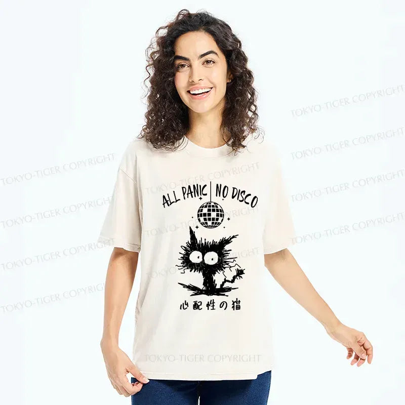 Japanese Anxious Cat Washed T-Shirt