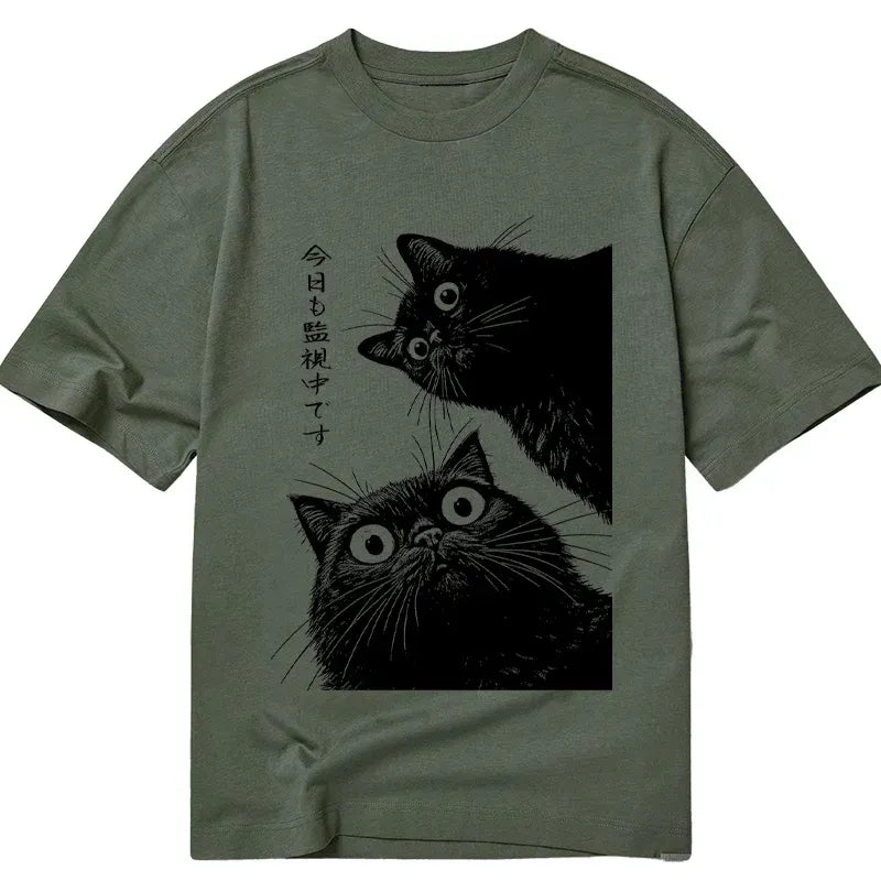 Vintage Japanese cat shirt for streetwear