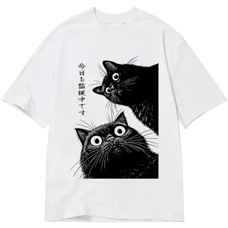 Japanese cat t-shirt for daily wear