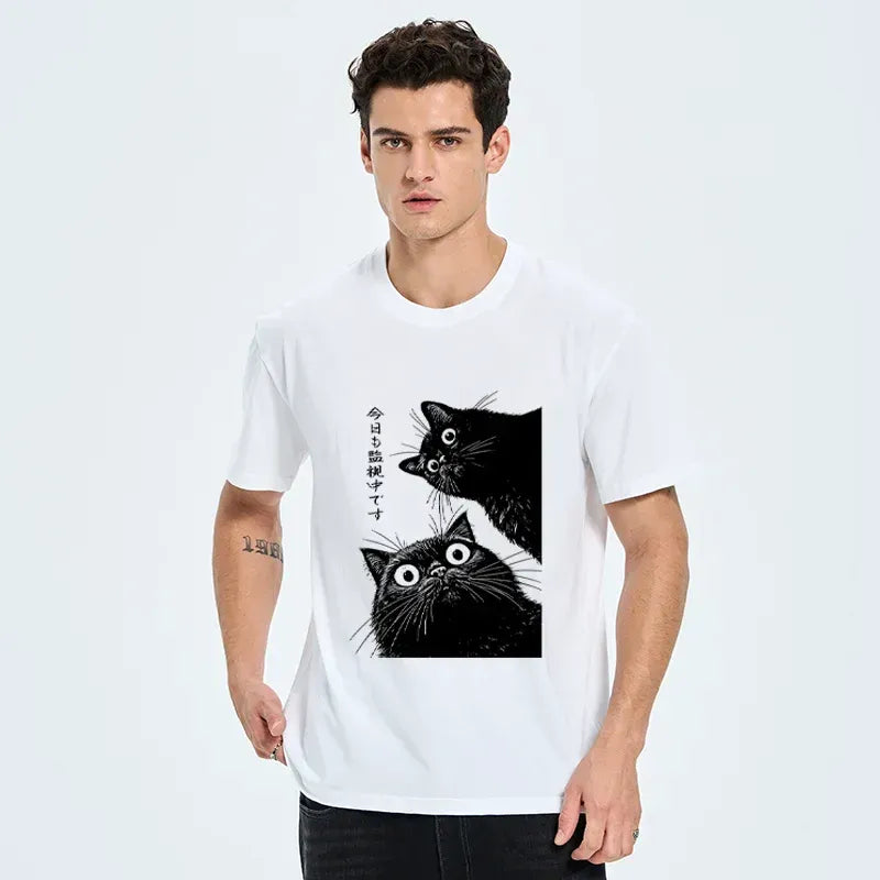 Japanese cat t-shirt for daily wear