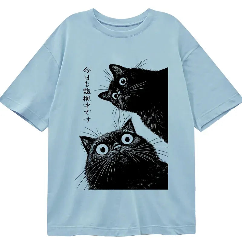 Japanese cat t-shirt for daily wear