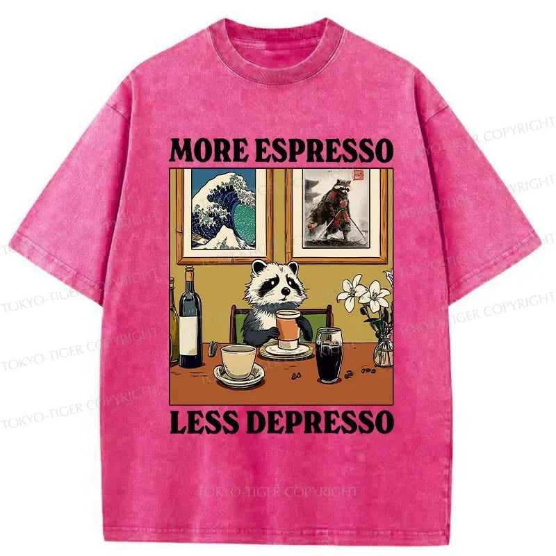 Kyoto-Lion More Espresso Less Depresso Raccoon Washed T-Shirt