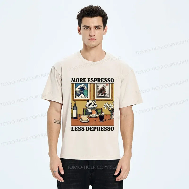 Kyoto-Lion More Espresso Less Depresso Raccoon Washed T-Shirt