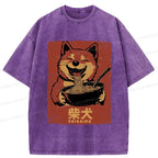 Kyoto-Lion Ramen Lover Shiba Inu Washed T-Shirt