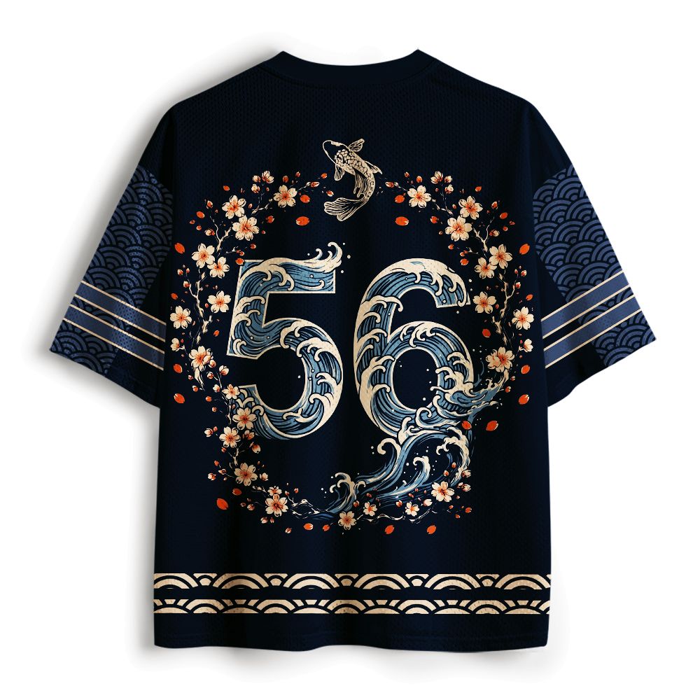 Kyoto-Lion Japanese Twin Koi Wave Art Mesh Jersey