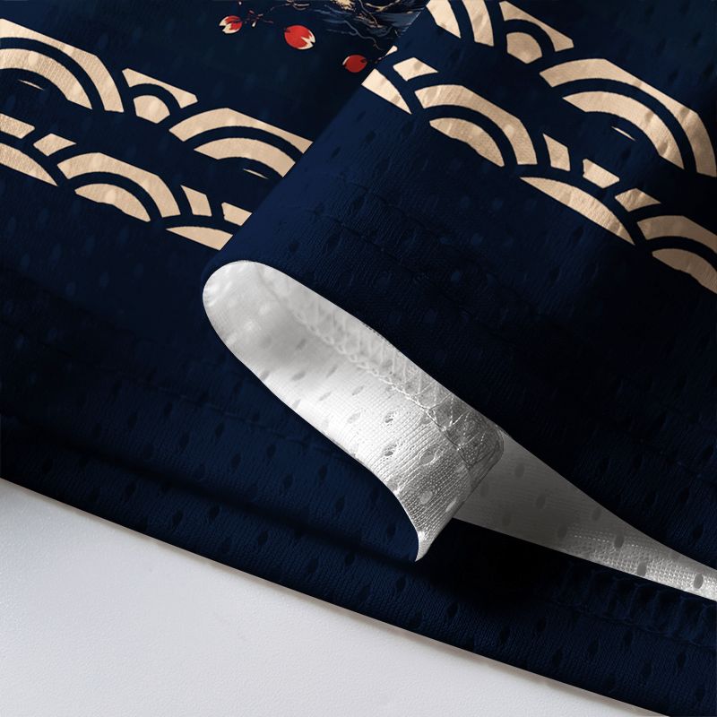 Kyoto-Lion Japanese Twin Koi Wave Art Mesh Jersey