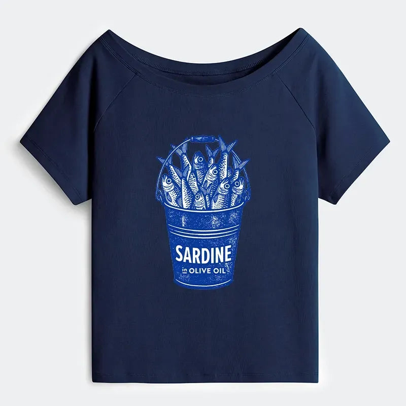 Vintage Japanese Off Shoulder T-Shirt for Women