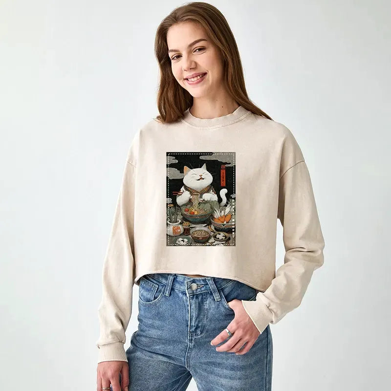 Ramen-Loving Cat Sweatshirt Gift Idea