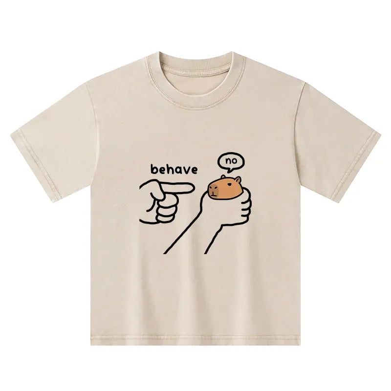 Japanese Capybara Washed T-Shirt for Kids