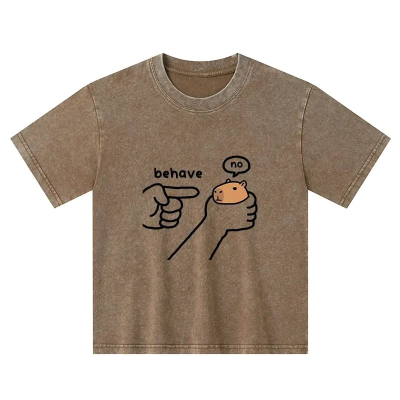 Japanese Capybara Washed T-Shirt for Kids
