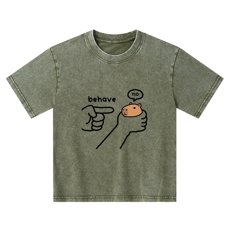 Japanese Capybara Washed T-Shirt for Kids